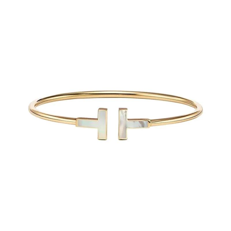 TIFFANY & CO. 18K White Gold, Mother Of Pearl Bangles Unisex Gold-0