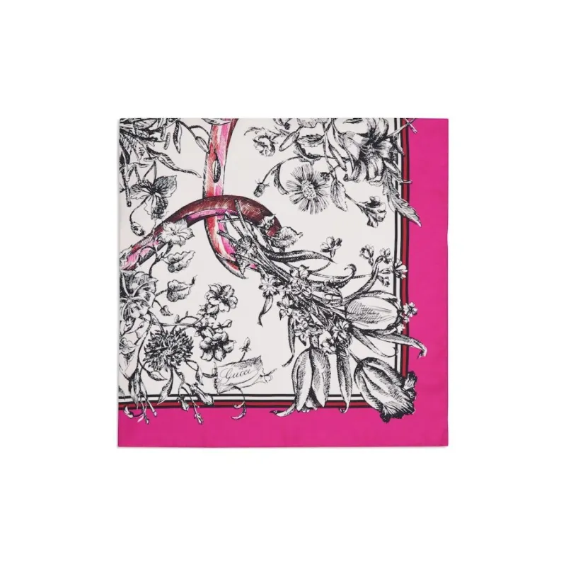 GUCCI Mulberry Silk Scarves Unisex Fuchsia-1