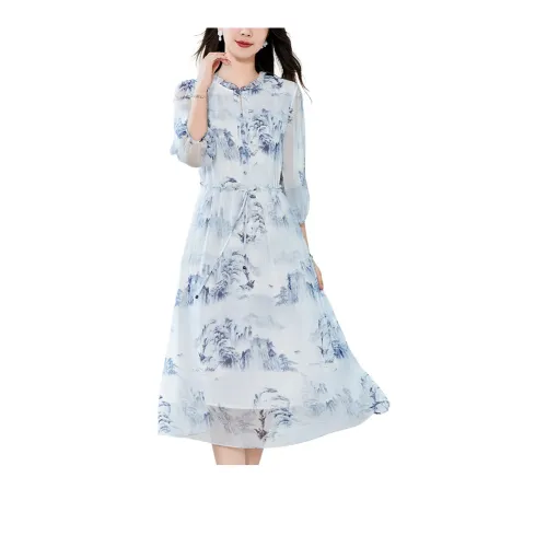To The West Long-Sleeved Dresses Women's Blue