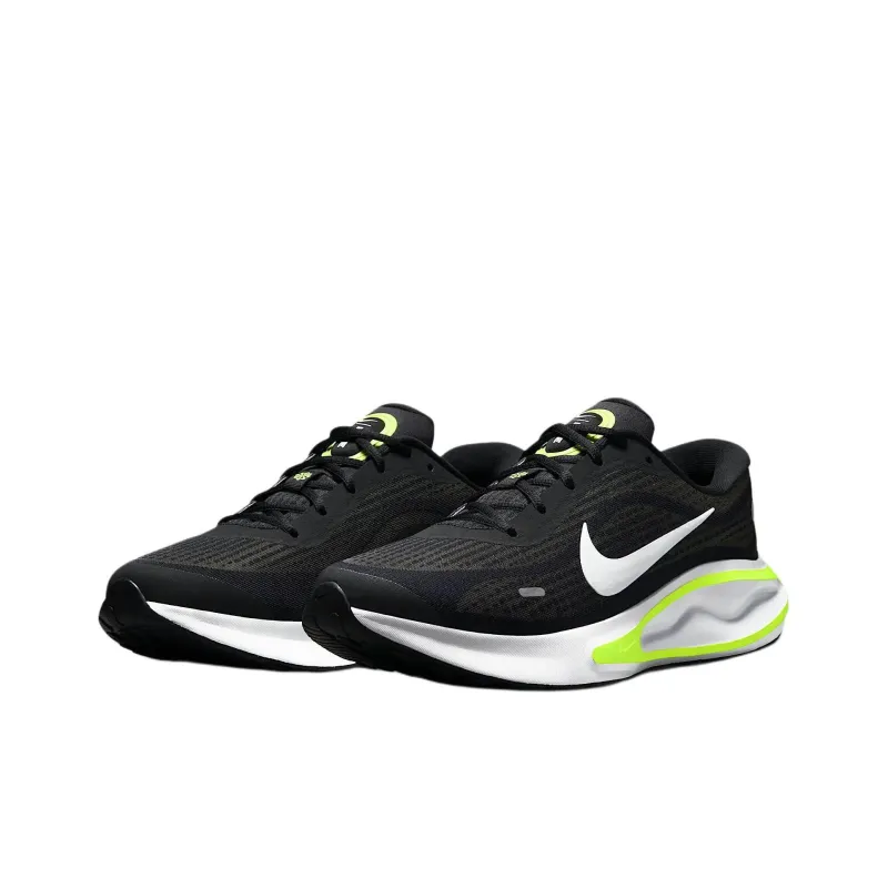 Nike Journey Run Anti Slip Wear Resistant Low Top Running Shoes Men's Black White-2