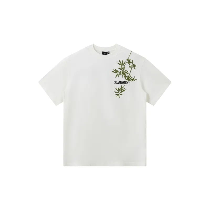 Suamoment Short Sleeved Chinese Style Casual Loose Fit T Shirt Top Unisex-1