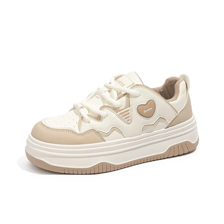 BABAYA KIDS Anti Slip And Wear Resistant Breathable Low Top Skateboard Shoes Women's Khaki-1