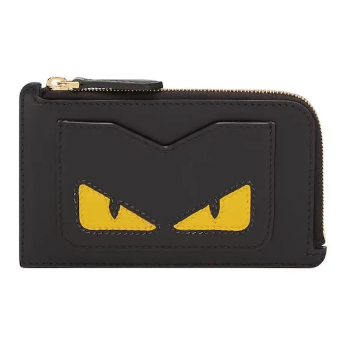 FENDI Calfskin Card Holder Women's Black-0