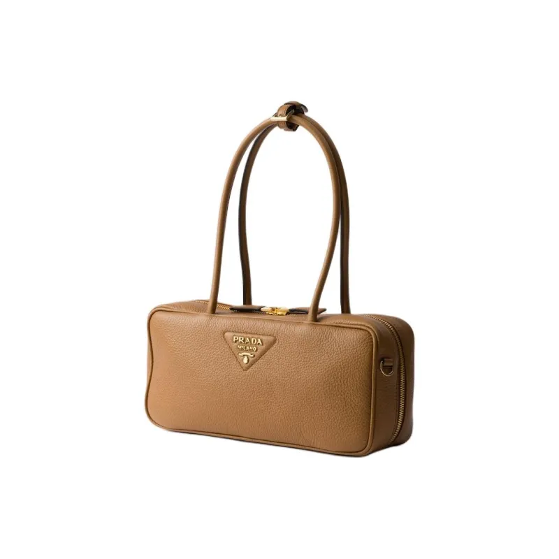 PRADA Calfskin Shoulder Bag Medium Size Women's Caramel-1