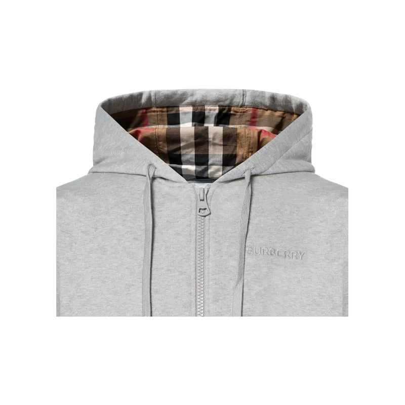 Burberry Hove Check Embroidery Logo Zip Hoodie-4