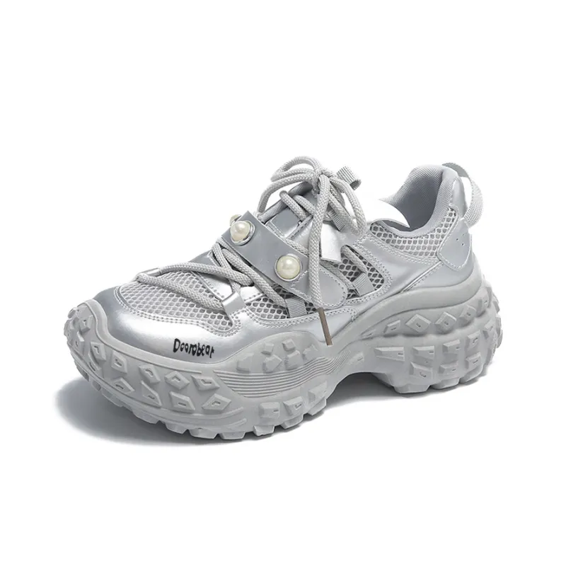 Budding Bear Slip Resistant, Abrasion Resistant, Breathable, Height Increasing Low Top Chunky Sneakers Women's-15