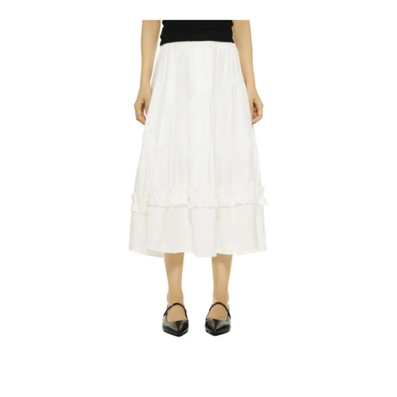 ZAVK Casual Long Skirt Women's White-2