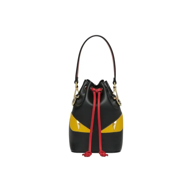FENDI Mon Tresor Calfskin Bucket Bag, One Shoulder Handbag Mini Women's Black-0