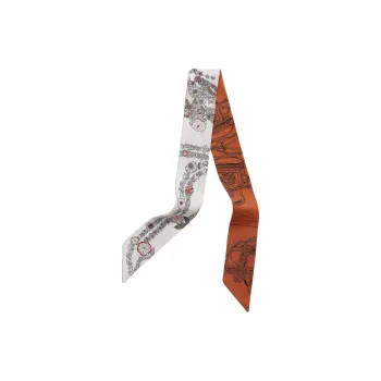 HERMES Ribbon Silk Silk Scarves Women's Red