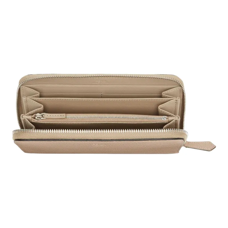 FENDI Peekaboo Leather Wallet Women's Beige-2