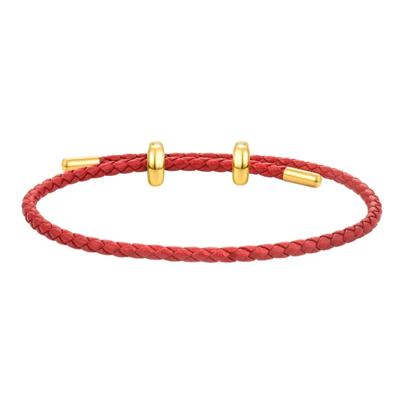 CHOW TAI FOOK Cow Leather Fortune Bracelet Unisex-0