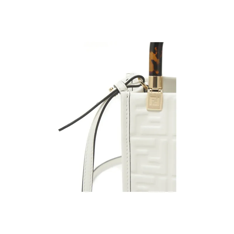 FENDI Sunshine Cow Leather Handbag, Shoulder Bag, Crossbody Bag Mini Women's White-3