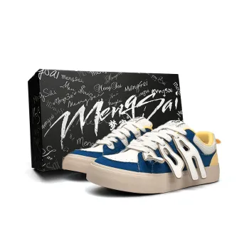 Mengsai Cushioned Slip Resistant Low Top Skateboard Shoes Men's Denim Yellow