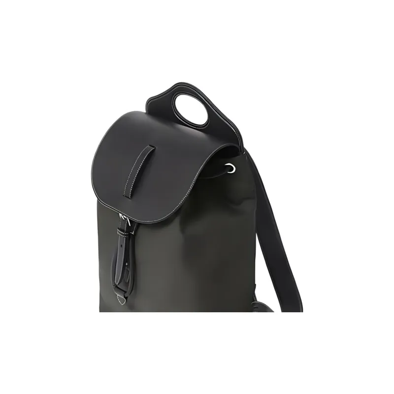 Burberry Pocket Bag Nylon And Leather Backpack Men's Seaweed Color-3
