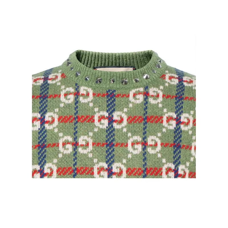 GUCCI Gg Check Knit Wool Sweater-6