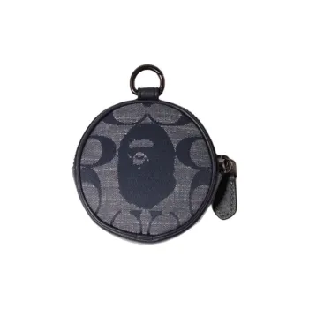 A BATHING APE BAPE X COACH Collaboration Cotton Coin Purse Regular Women's Dark Blue