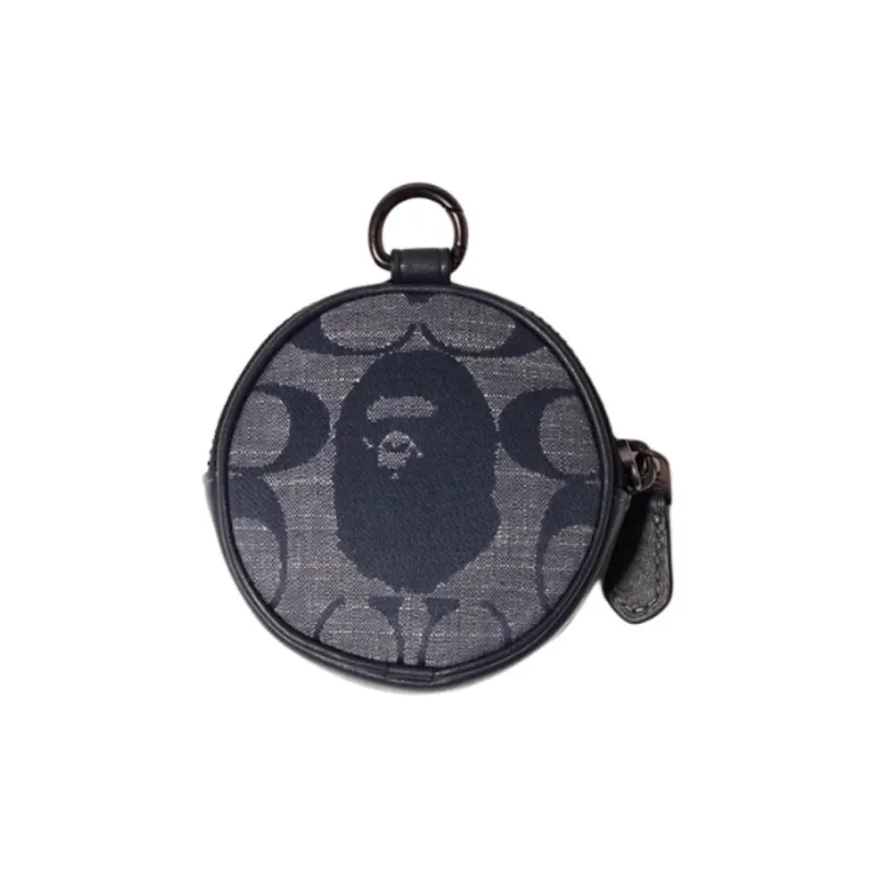 A BATHING APE BAPE X COACH Collaboration Cotton Coin Purse Regular Women's Dark Blue-0
