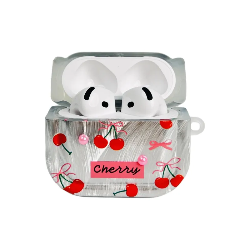 Compatibility With Apple AirPods 4/2/3/4th Generation/AirPods Pro/Pro 2 TPU Camlet Bowknot Cherry Headphone Cases-5