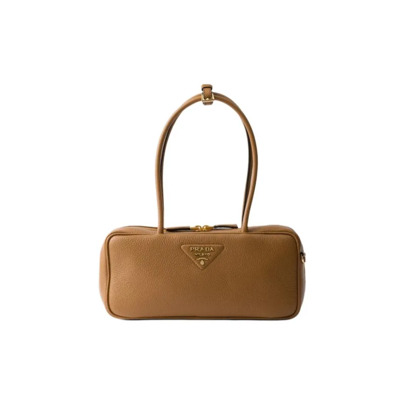 PRADA Calfskin Shoulder Bag Medium Size Women's Caramel-0