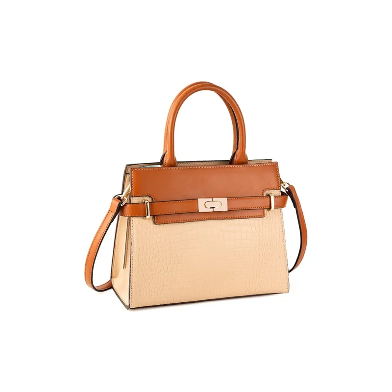 Vigno Synthetic Leather Handbag One Shoulder Crossbody Tote Pack Regular Women's Apricot-7
