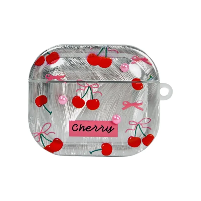 Compatibility With Apple AirPods 4/2/3/4th Generation/AirPods Pro/Pro 2 TPU Camlet Bowknot Cherry Headphone Cases-4