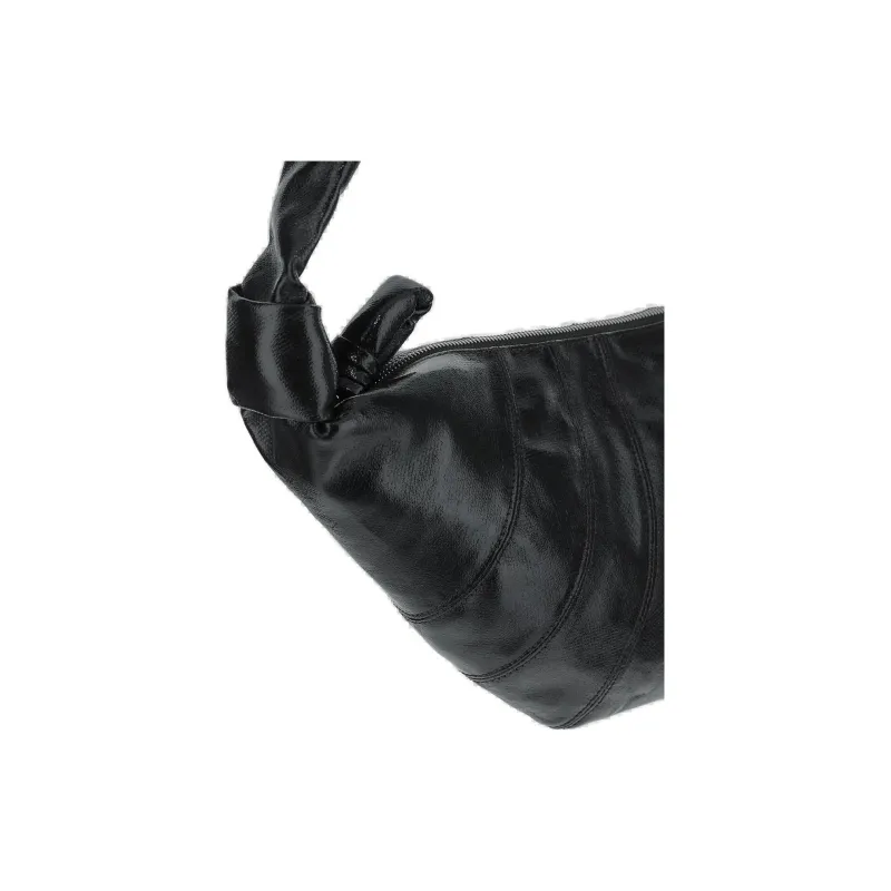Lemaire Cotton Croissant Bag Goat Horn Puffy Shoulder Bag Medium Size Women's Black-5