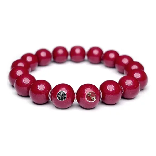 MOUNTAINS AND MANS Cinnabar New Chinese Style Good Luck Beaded Bracelet Unisex