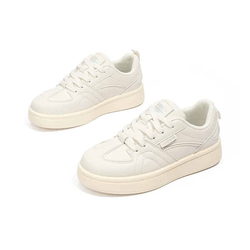 BABAYA KIDS Anti Slip And Wear Resistant Lightweight Low Top Skateboard Shoes Women's White-2