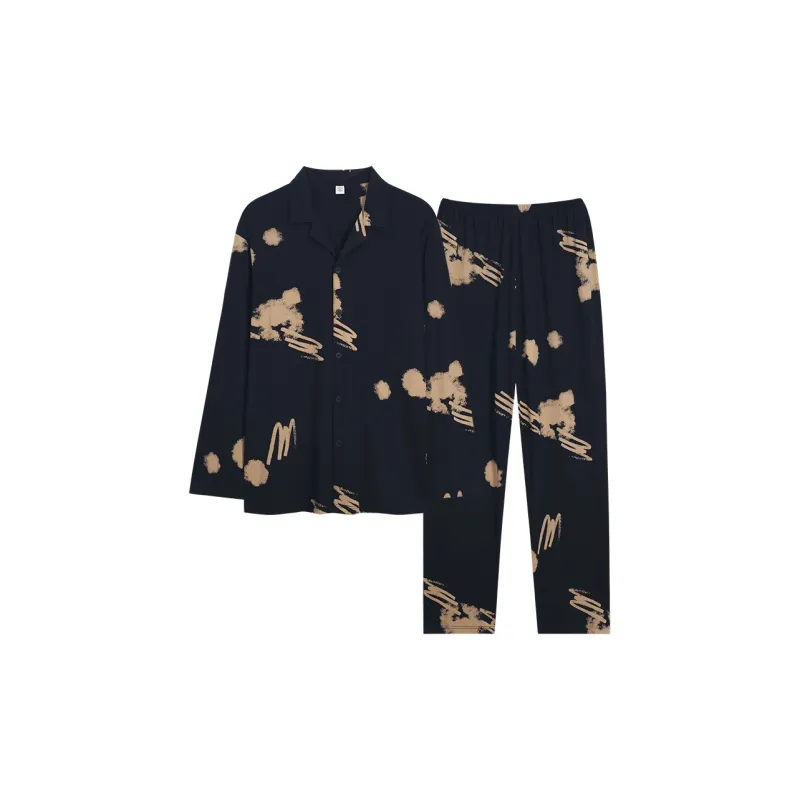 Sha Qian Pajama Set Men's Black-0