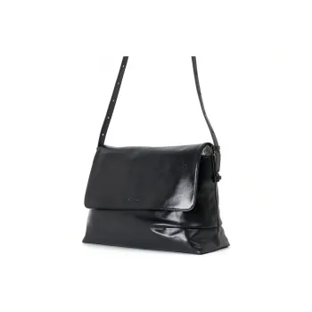 AQUASCUTUM Cow Leather Shoulder Bag Medium Size Women's Black