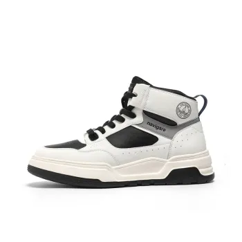 NAVIGARE Small Sailboat Height Increasing High Top Skateboard Shoes Men's Black White