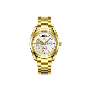 WSK Automatic Mechanical Movement Stainless Steel Watchband Men's Watches White Dial