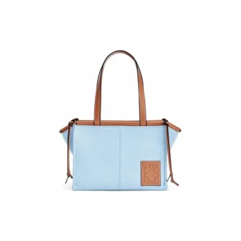 LOEWE Cushion Tote Canvas With Calfskin Tote Bag Shopping Bag Shoulder Bag Handbag Women's Light Blue