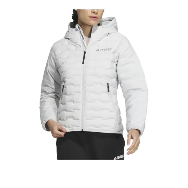 Adidas FW24 GOOSE DOWN WOVEN BAFFLE Down Jacket Women's Light Gray-1