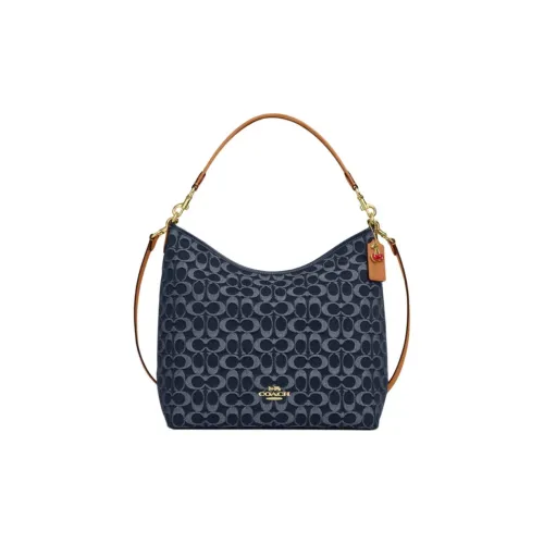 COACH LAUREL Fabric Crossbody One Shoulder Handbags Large Size Women's Denim Blue