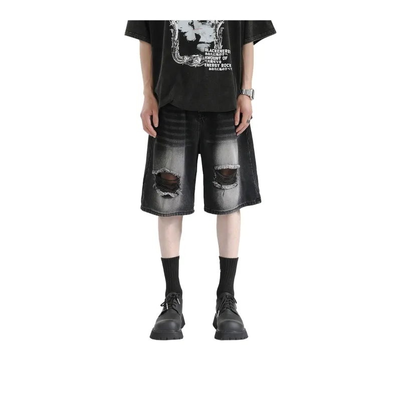 PAINT STAIN Denim Shorts Unisex-0