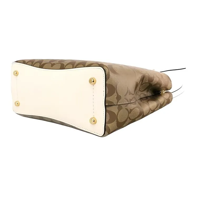 COACH Avenue Canvas With Leather Tote Bag, Shopping Bag, Portable Crossbody Bag, Shoulder Bag Medium Size Women's-1