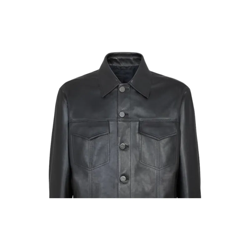 FENDI Fabiana Filippi Long Sleeved Leather Jacket-6