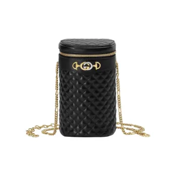 GUCCI Leather Cylinder Bag Clutch Crossbody Bag Shoulder Bag Regular Women's Black