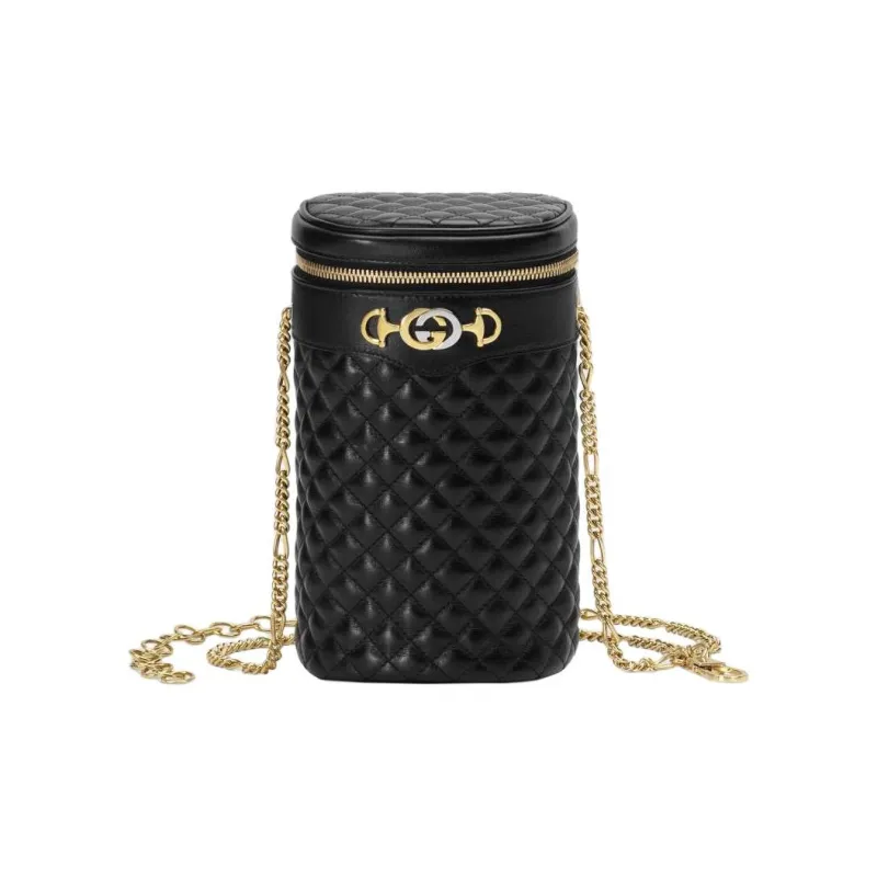 GUCCI Leather Cylinder Bag Clutch Crossbody Bag Shoulder Bag Regular Women's Black-0