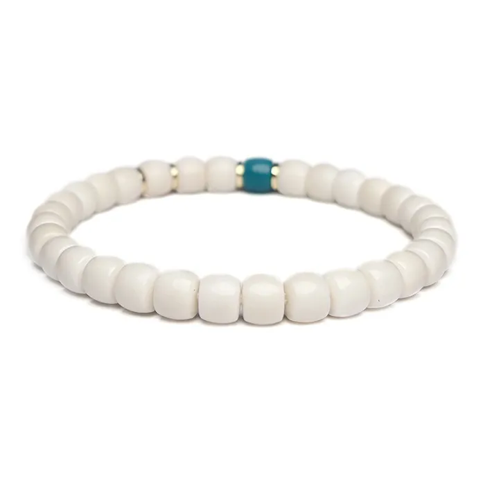 MOUNTAINS AND MANS White Jade Bodhi New Chinese Style Good Luck Beaded Bracelet Unisex-1