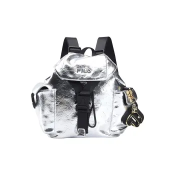 FILA Polyurethane Synthetic Leather Backpack Women's Silver