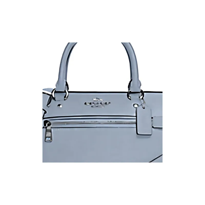 COACH Rowan Leather Boston Bag, Handbag, Shoulder Bag, Crossbody Bag Large Size Women's Haze Blue/Morandi Color-1