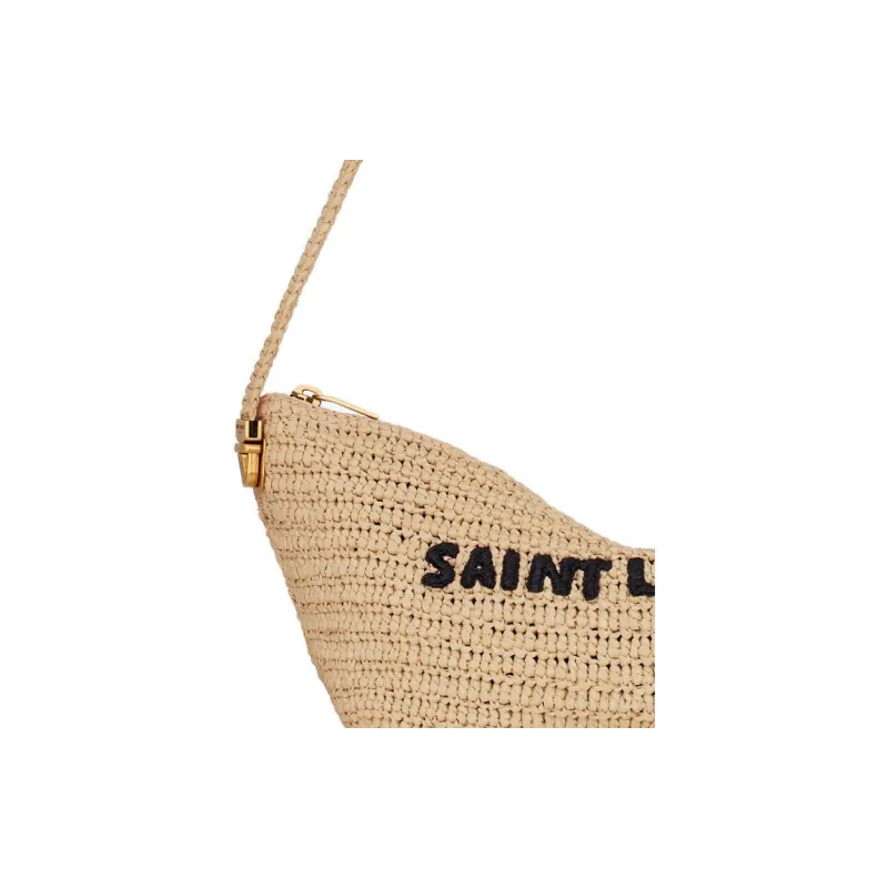 SAINT LAURENT TUC Faux Straw Woven Portable Crossbody Bag Shoulder Bag Women's Yellow-3