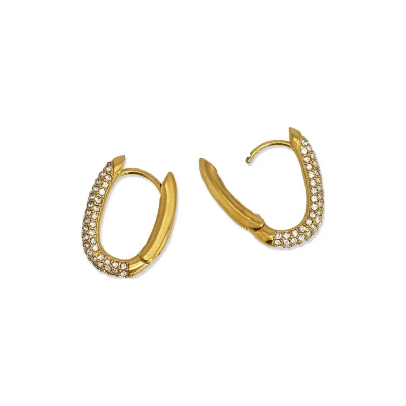 ANARTXY Surgical Steel Zircon Earrings Women's White/Black-1