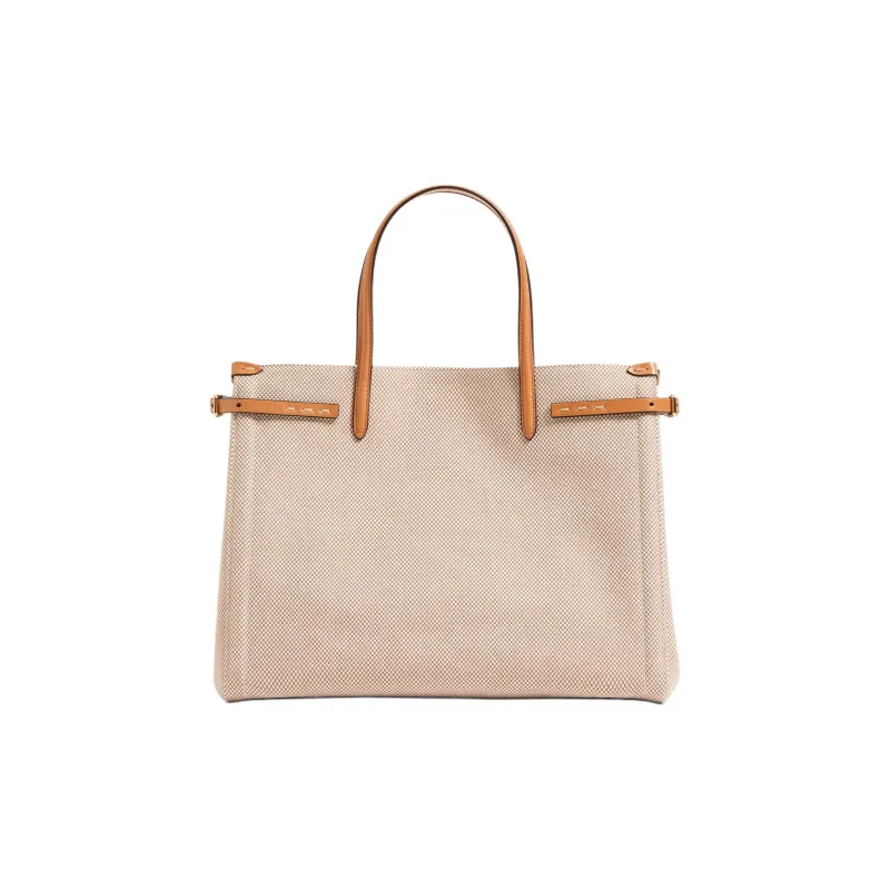 Valentino GARAVANI Canvas Tote Bag Shopping Bag Shoulder Bag Crossbody Bag Handbag Medium Size Women's Natural Tobacco-3