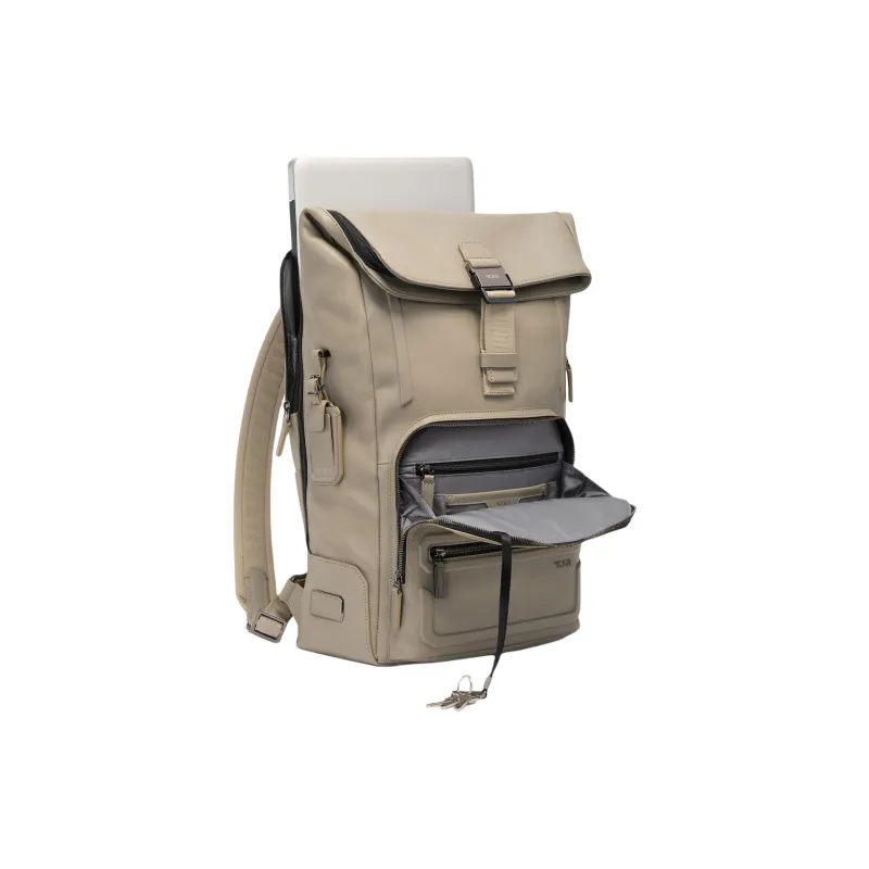 TUMI Leather Backpack Men's Lime Gray-1