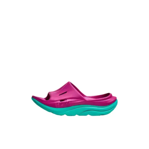 HOKA ONE ONE Ora Recovery Slide 3 Tech Green Ora Recovery Slide 3 Slip-Resistant Low-Top Kids' Slippers Fuchsia/Electric Water Kids'