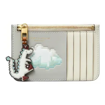 TORY BURCH Cow Leather Wallets Card Holders Mini Unisex Mist Gray