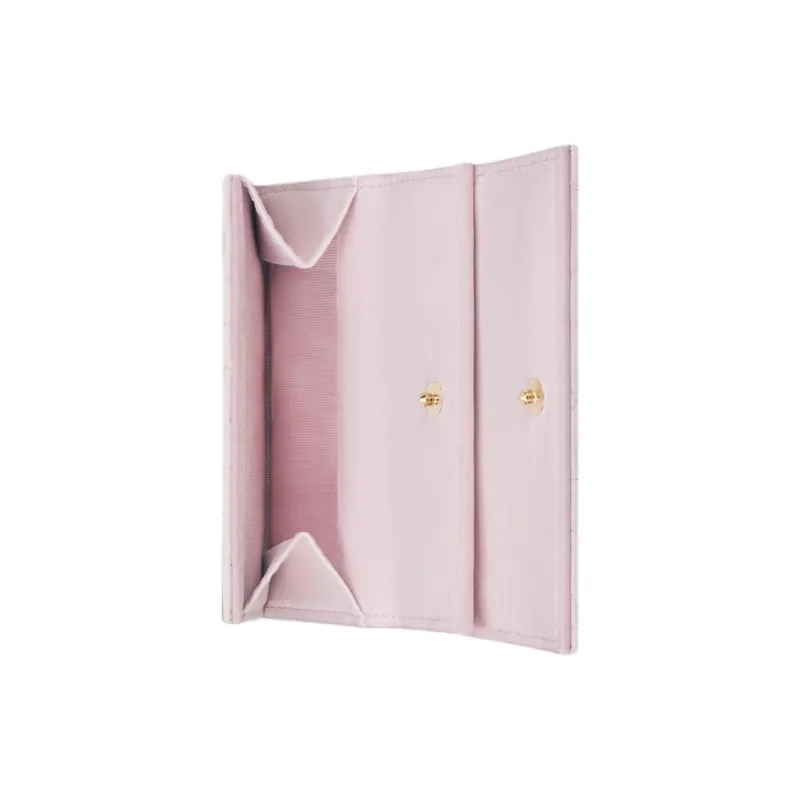 DIOR Dioramour DiorLady Dior Lambskin Wallet Women's Light Pink-3